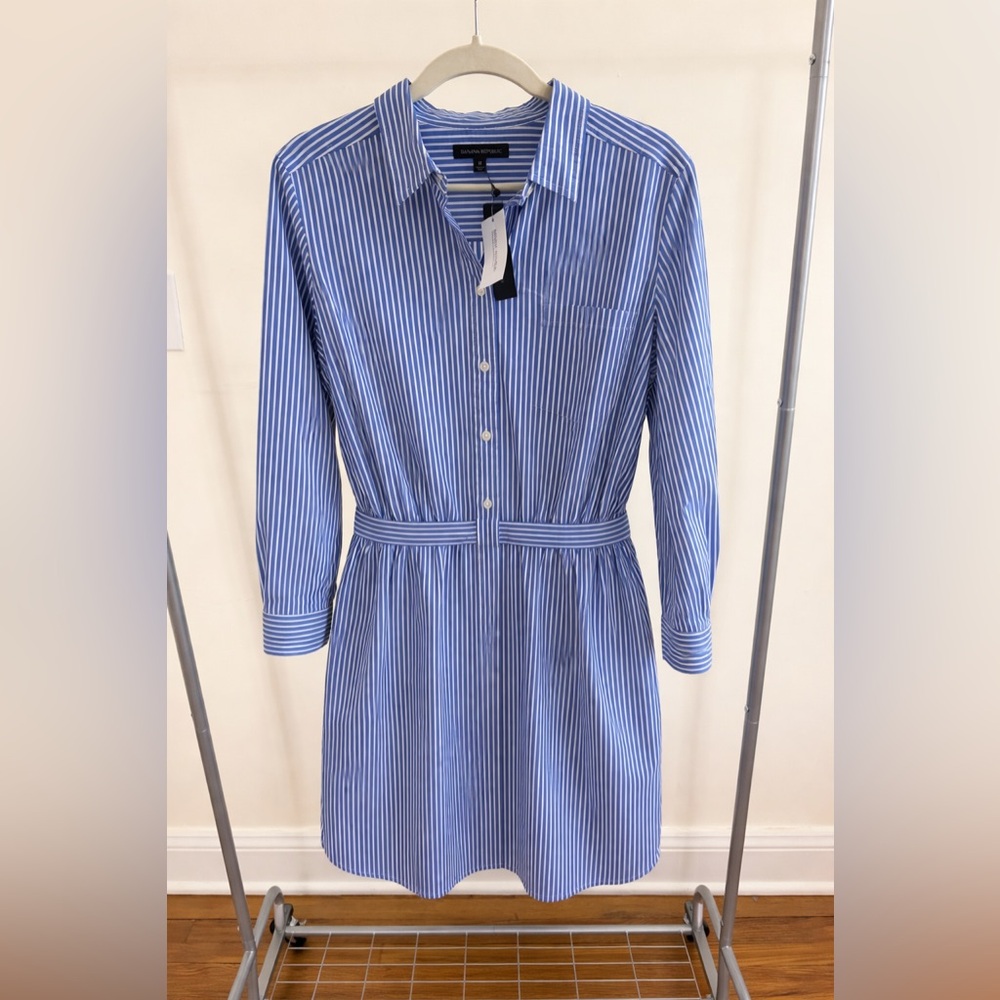 Banana Republic Blue & White Pin Striped Dress